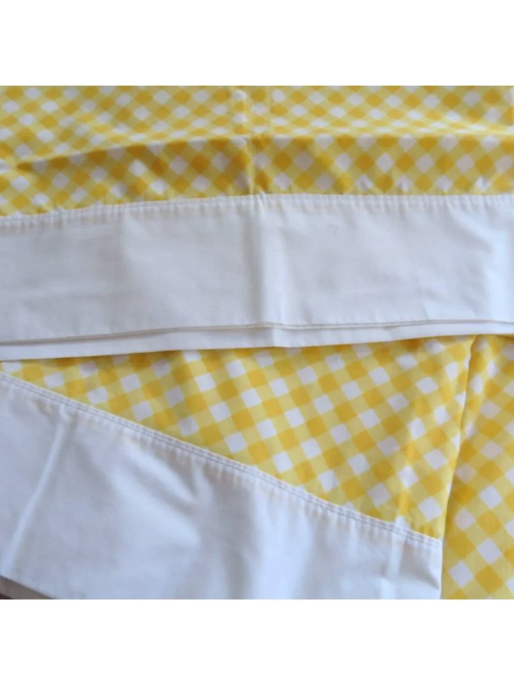 Vintage Springmaid King Flat Sheet 2 Pillowcases Yellow White Check No Iron USA